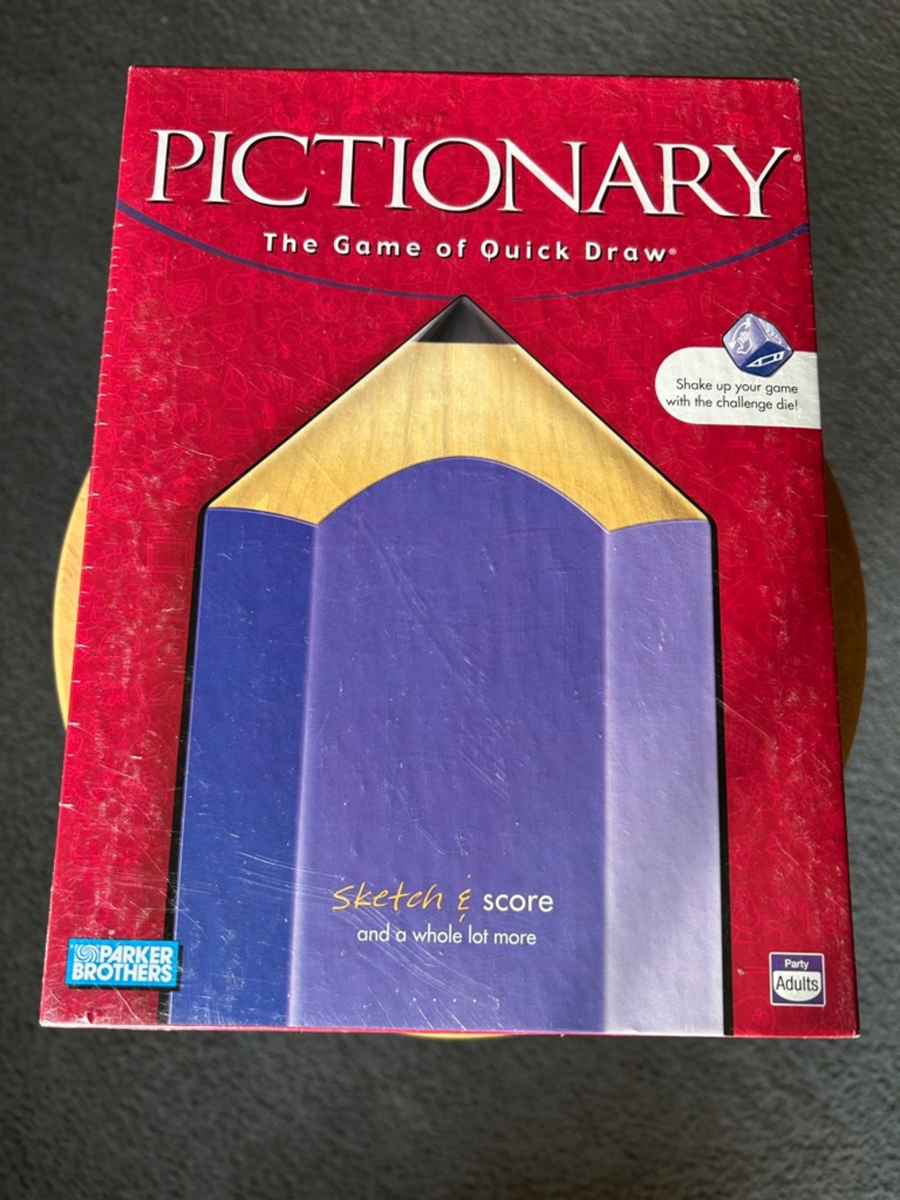 Hasbro Pictionary Board Game - Red, Purple, Yellow, Blue